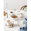 imageLE TAUCI Stackable Espresso Cups with Saucers and Stand Ceramic Coffee Embossment Coffee Cup for Double shot Lungo Ristretto Suit For Housewarming Wedding 4 oz Set of 4 Arctic white