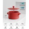 imageLE TAUCI 3 qt Ceramic Dutch Oven for Bread Baking with Silicone Sling NonToxic ampamp Lightweight Pot with Lid Perfect for Sourdough Soup ampamp Stews Ideal Gift for Food Lovers Midnight BlueChili Red