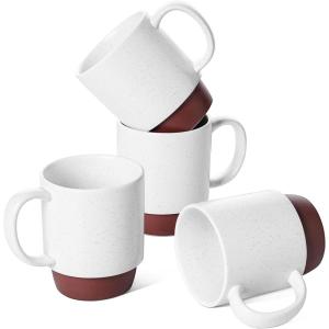 imageLE TAUCI Coffee Mugs 16oz Ceramic Coffee Mugs Set of 4 Stackable Coffee Mug Sets Easy Grip Microwave Safe Coffee Cup Sets White
