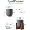 imageLE TAUCI 10 Inch Planter with Acacia Wood Stand Ceramic Planters for Indoor Plants Unique Plant Pots Indoor for Home Decor Cylinder Pots for Plants with Drainage Hole and Plug Neutral GrayCharcoal Gray