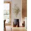 imageLE TAUCI 10 Inch Planter with Acacia Wood Stand Ceramic Planters for Indoor Plants Unique Plant Pots Indoor for Home Decor Cylinder Pots for Plants with Drainage Hole and Plug Neutral GrayCharcoal Gray