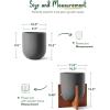 imageLE TAUCI 10 Inch Planter with Acacia Wood Stand Ceramic Planters for Indoor Plants Unique Plant Pots Indoor for Home Decor Cylinder Pots for Plants with Drainage Hole and Plug Neutral GrayCharcoal Gray