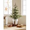 imageLE TAUCI 10 Inch Planter with Acacia Wood Stand Ceramic Planters for Indoor Plants Unique Plant Pots Indoor for Home Decor Cylinder Pots for Plants with Drainage Hole and Plug Neutral GrayWhite