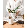 imageLE TAUCI Ceramic Plant Pots 49 Inch Flower Pots with Drainage Hole ampamp Saucer Embossed Planter Pots for Indoor Plant Succulent Orchid Cactus Home Decor  Set of 4 Arctic White6 inch