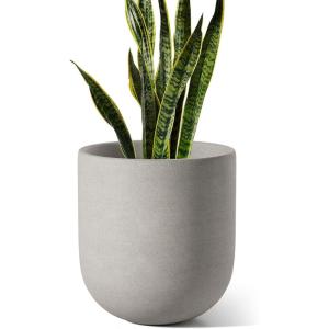 imageLE TAUCI 12 Inch Pots for Plants Ceramic Large Planters for Home Garden Patio Office Indoor Modern Plant Pots with Drainage Hole and Rubber Plug BlackNeutral Gray