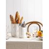 imageLE TAUCI Utensil Holder 69quot53quot Ceramic Kitchen Utensil Holder for Counter top Embossed Cooking Utensil Organizer for Spatula ampamp Spoon Kitchen Decor Set of 2 Arctic White Bee Pattern