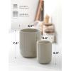 imageLE TAUCI Utensil Holder 73quot54quot Ceramic Kitchen Utensil Holder for Countertop Large Cooking Utensil Crocks for Kitchen Counter Modern Utensil Organizer for Spatula Set of 2 Forest GreenOatmeal Greige