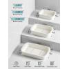 imageLE TAUCI Deep Casserole Dishes for Oven 137x96 Ceramic Baking Dish Set with Roasting Racks Large Lasagna Pans with Handles Rectangular Bakeware as Gift for Mom White 46QT30QT16QT Set of 3