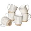 imageLE TAUCI Coffee Mugs 16 ozCeramic Mug Set Embossment Cups for Latte Hot Tea Cappuccino Mocha CocoaSuit For Housewarming Wedding 38 inch Set of 6 Arctic White