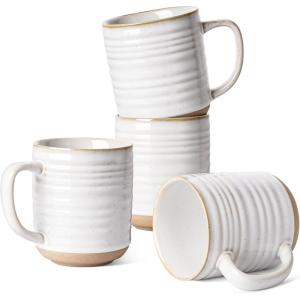 imageLE TAUCI Coffee Mugs 18 ozCeramic Mug Set Coffee Cups for Latte Hot Tea Cappuccino Mocha Cocoa Dishwasher Safe Suit For Housewarming Wedding 35 inch Set of 4 Arctic WhiteFull 18 oz Normal 17 oz