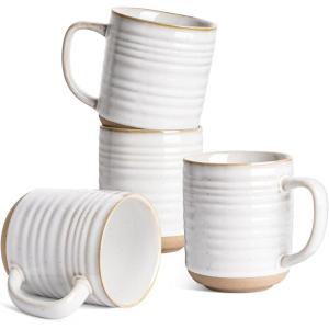 imageLE TAUCI Coffee Mugs 18 ozCeramic Mug Set Coffee Cups for Latte Hot Tea Cappuccino Mocha Cocoa Dishwasher Safe Suit For Housewarming Wedding 35 inch Set of 4 Arctic WhiteFull 15 oz Normal 14 oz