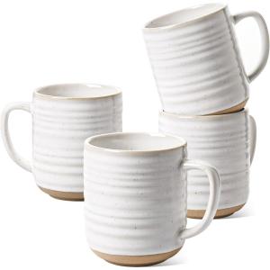 imageLE TAUCI Coffee Mugs 18 ozCeramic Mug Set Coffee Cups for Latte Hot Tea Cappuccino Mocha Cocoa Dishwasher Safe Suit For Housewarming Wedding 35 inch Set of 4 Arctic WhiteFull 12 oz Normal 11 oz