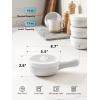 imageLE TAUCI Soup Bowls with Handles and Silicone Lids 15 Oz French Onion Soup Crocks NonToxic Ceramic Soup Bowls for Noodles Stew Cereal and Chilli Oven Microwave Dishwasher Safe Set of 4 RedWhite