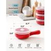 imageLE TAUCI Soup Bowls with Handles and Silicone Lids 15 Oz French Onion Soup Crocks NonToxic Ceramic Soup Bowls for Noodles Stew Cereal and Chilli Oven Microwave Dishwasher Safe Set of 4 RedRed