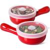 imageLE TAUCI Soup Bowls with Handles and Silicone Lids 15 Oz French Onion Soup Crocks NonToxic Ceramic Soup Bowls for Noodles Stew Cereal and Chilli Oven Microwave Dishwasher Safe Set of 4 RedRed