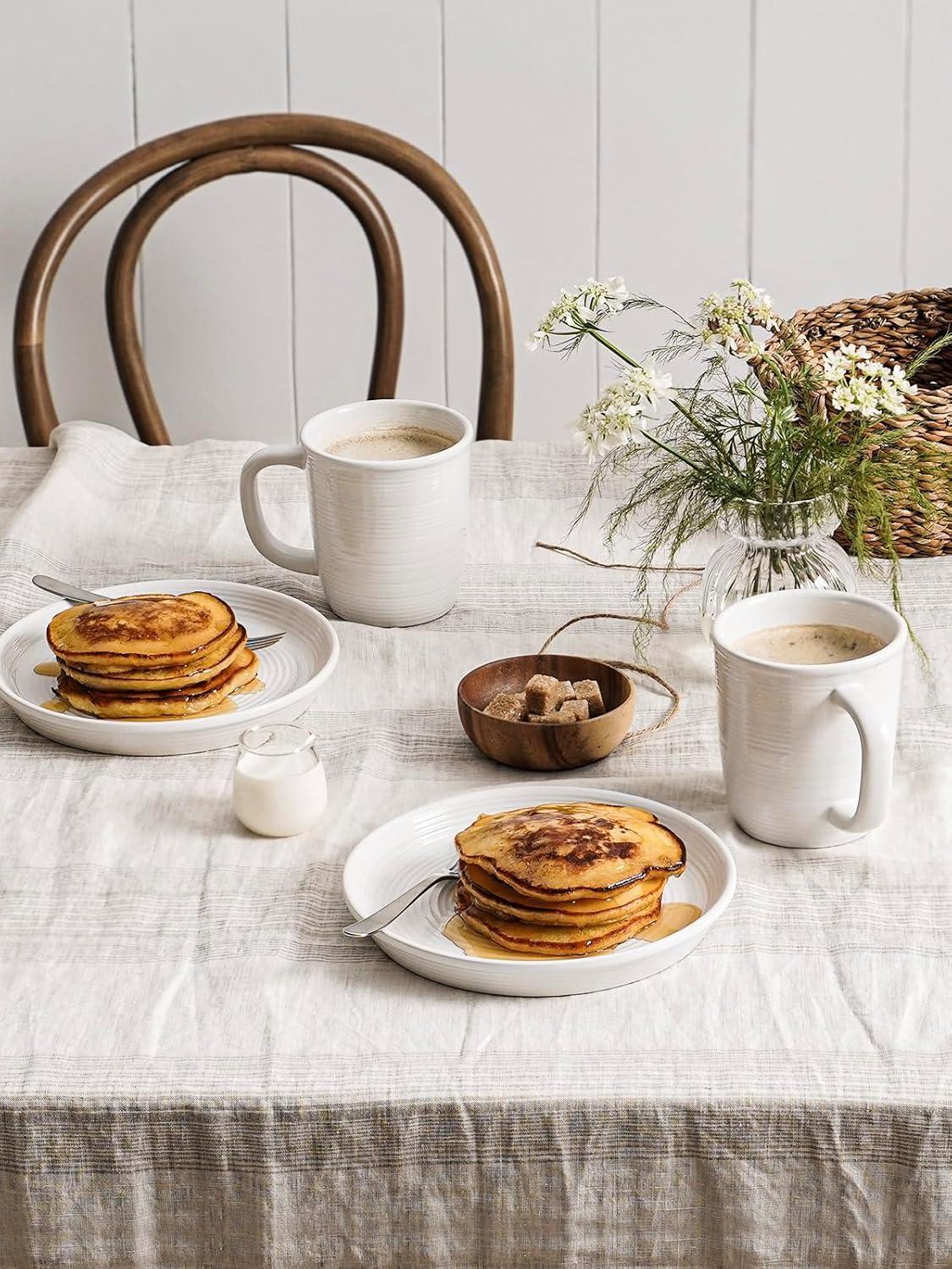 imageLE TAUCI 18Piece Ceramic Dinnerware Set Service for 6  White Farmhouse Deeper Plates ampamp Bowls 10quot Dinner 8quot Salad 6quot Bowls Stackable Chip Resistant Stoneware DishesWhite