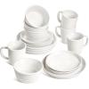 imageLE TAUCI 18Piece Ceramic Dinnerware Set Service for 6  White Farmhouse Deeper Plates ampamp Bowls 10quot Dinner 8quot Salad 6quot Bowls Stackable Chip Resistant Stoneware DishesWhite