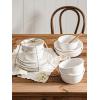 imageLE TAUCI 18Piece Ceramic Dinnerware Set Service for 6  White Farmhouse Deeper Plates ampamp Bowls 10quot Dinner 8quot Salad 6quot Bowls Stackable Chip Resistant Stoneware DishesWhite
