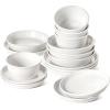 imageLE TAUCI 18Piece Ceramic Dinnerware Set Service for 6  White Farmhouse Deeper Plates ampamp Bowls 10quot Dinner 8quot Salad 6quot Bowls Stackable Chip Resistant Stoneware DishesWhite