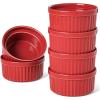 imageLE TAUCI Ramekins 12 OZ Oven Safe Ceramic Souffle Dishes for Oven Custard Cups Creme Brulee Dishes Porcelain Large Ramekins Pudding Ramiken Dipping Sauces Set of 6 WhiteRed