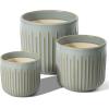 imageLE TAUCI Fluted Ceramic Planters Set of 3  837  57 in Star White Reactive Cylinder Indoor Plant Pots with Drainage Plug ampamp Mesh Glossy Stoneware Flower Pots for Succulents HerbsGlaze Blue Gray