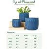imageLE TAUCI Fluted Ceramic Planters Set of 3  837  57 in Star White Reactive Cylinder Indoor Plant Pots with Drainage Plug ampamp Mesh Glossy Stoneware Flower Pots for Succulents HerbsReactive Glaze Blue