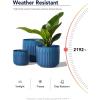 imageLE TAUCI Fluted Ceramic Planters Set of 3  837  57 in Star White Reactive Cylinder Indoor Plant Pots with Drainage Plug ampamp Mesh Glossy Stoneware Flower Pots for Succulents HerbsReactive Glaze Blue