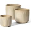 imageLE TAUCI Fluted Ceramic Planters Set of 3  837  57 in Star White Reactive Cylinder Indoor Plant Pots with Drainage Plug ampamp Mesh Glossy Stoneware Flower Pots for Succulents HerbsGlaze Cloud Cream