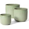 imageLE TAUCI Fluted Ceramic Planters Set of 3  837  57 in Star White Reactive Cylinder Indoor Plant Pots with Drainage Plug ampamp Mesh Glossy Stoneware Flower Pots for Succulents HerbsGlaze Sage Green