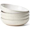 imageLE TAUCI Pasta Bowls 46oz Large Salad Bowl Ceramic Embossment Stoneware Serving Plate for Fruits Noodle Dinner Housewarming Wedding Present  9 Inch Set of 4 Arctic WhiteArctic WhiteLine