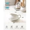 imageLE TAUCI Gravy Boat with Saucer Stand 24oz Ceramic Sauce Boat with Tray for Salad Dressings Creamer Broth Black Pepper Set of 1 Arctic White Firework24oz NO Ladle