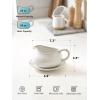 imageLE TAUCI Gravy Boat with Saucer Stand 24oz Ceramic Sauce Boat with Tray for Salad Dressings Creamer Broth Black Pepper Set of 1 Arctic White Firework24oz NO Ladle