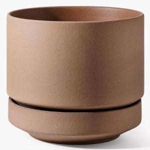imageLE TAUCI Large 14 Inch Plant Pot with Saucer  Ceramic Outdoor ampamp Indoor Big Planter Pot  Drainage Hole Mesh Pad ampamp Plug  Unglazed Porous  Modern Minimalist for Home and Patio  Terracotta ColorTerracotta Color