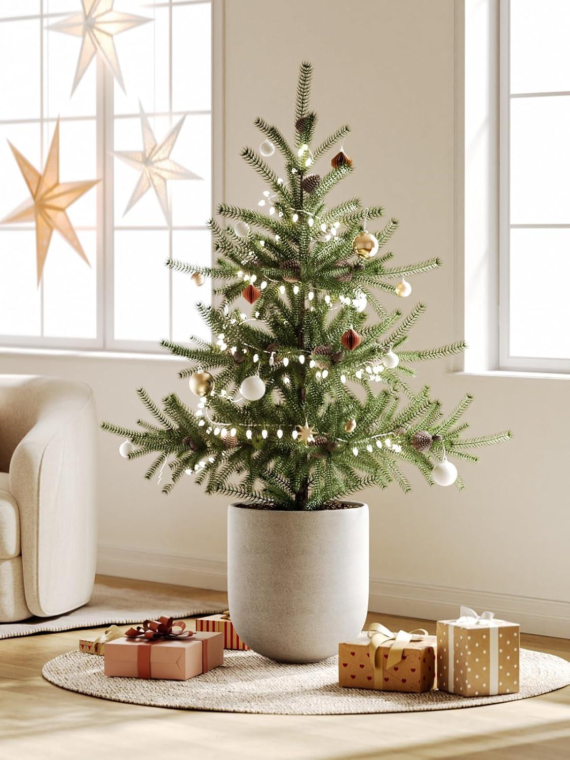 imageLE TAUCI 8 Inch Plant Pot Ceramic Pot with Drainage Hole ampamp Rubber Plug Indoor Planter for Herbs ampamp Small Houseplants Cylinder Planter for Home Office WhiteNeutral Gray