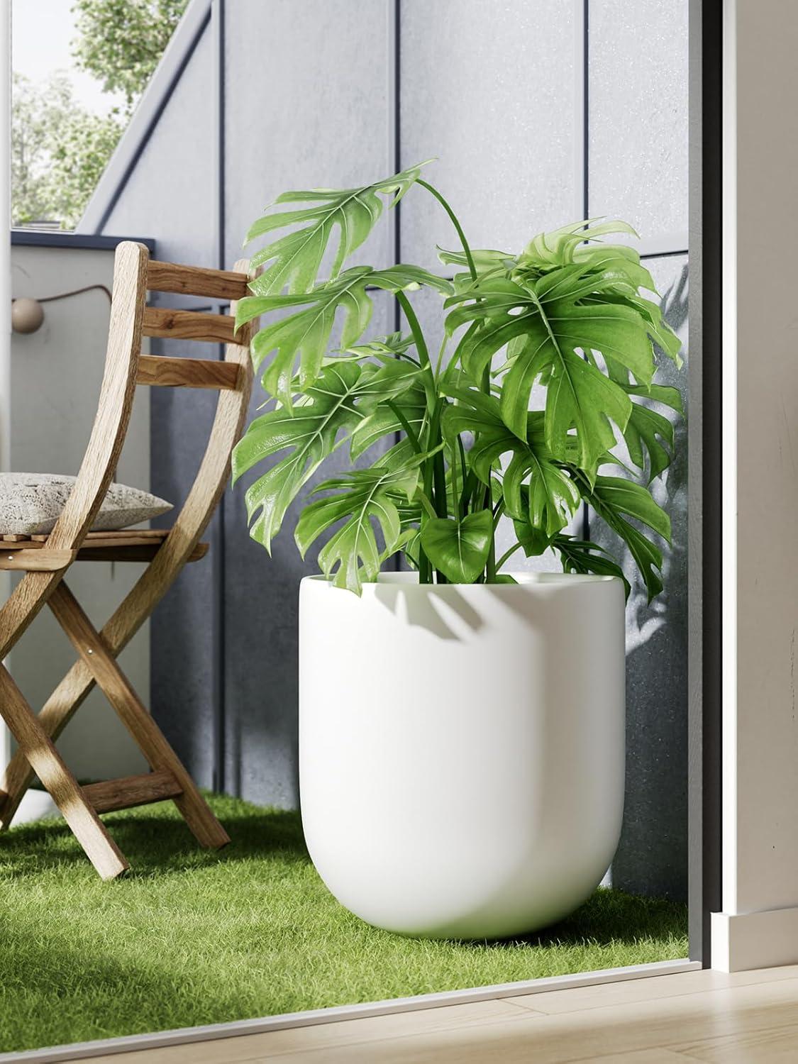 imageLE TAUCI 8 Inch Plant Pot Ceramic Pot with Drainage Hole ampamp Rubber Plug Indoor Planter for Herbs ampamp Small Houseplants Cylinder Planter for Home Office WhiteWhite