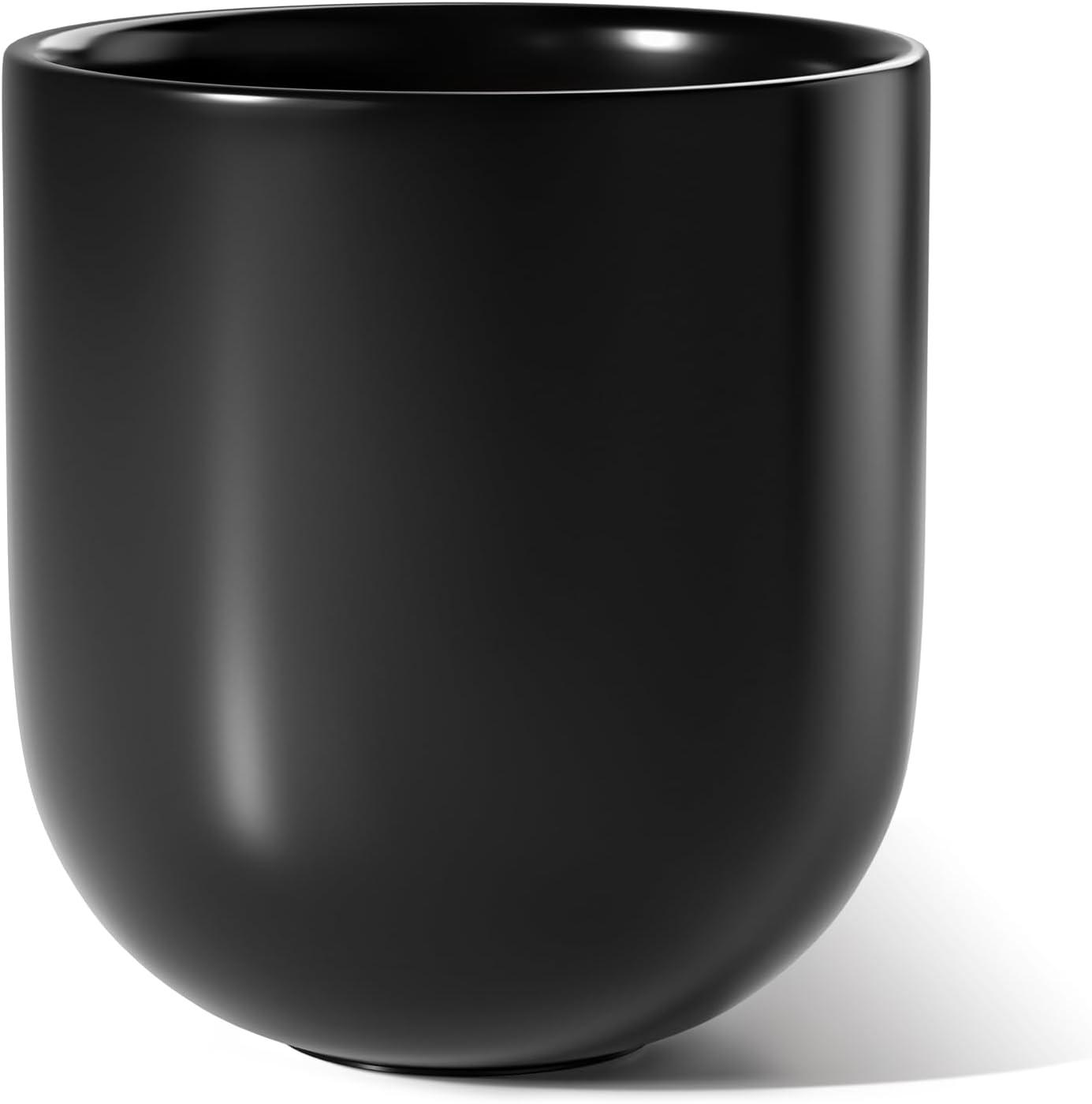 imageLE TAUCI 8 Inch Plant Pot Ceramic Pot with Drainage Hole ampamp Rubber Plug Indoor Planter for Herbs ampamp Small Houseplants Cylinder Planter for Home Office WhiteBlack