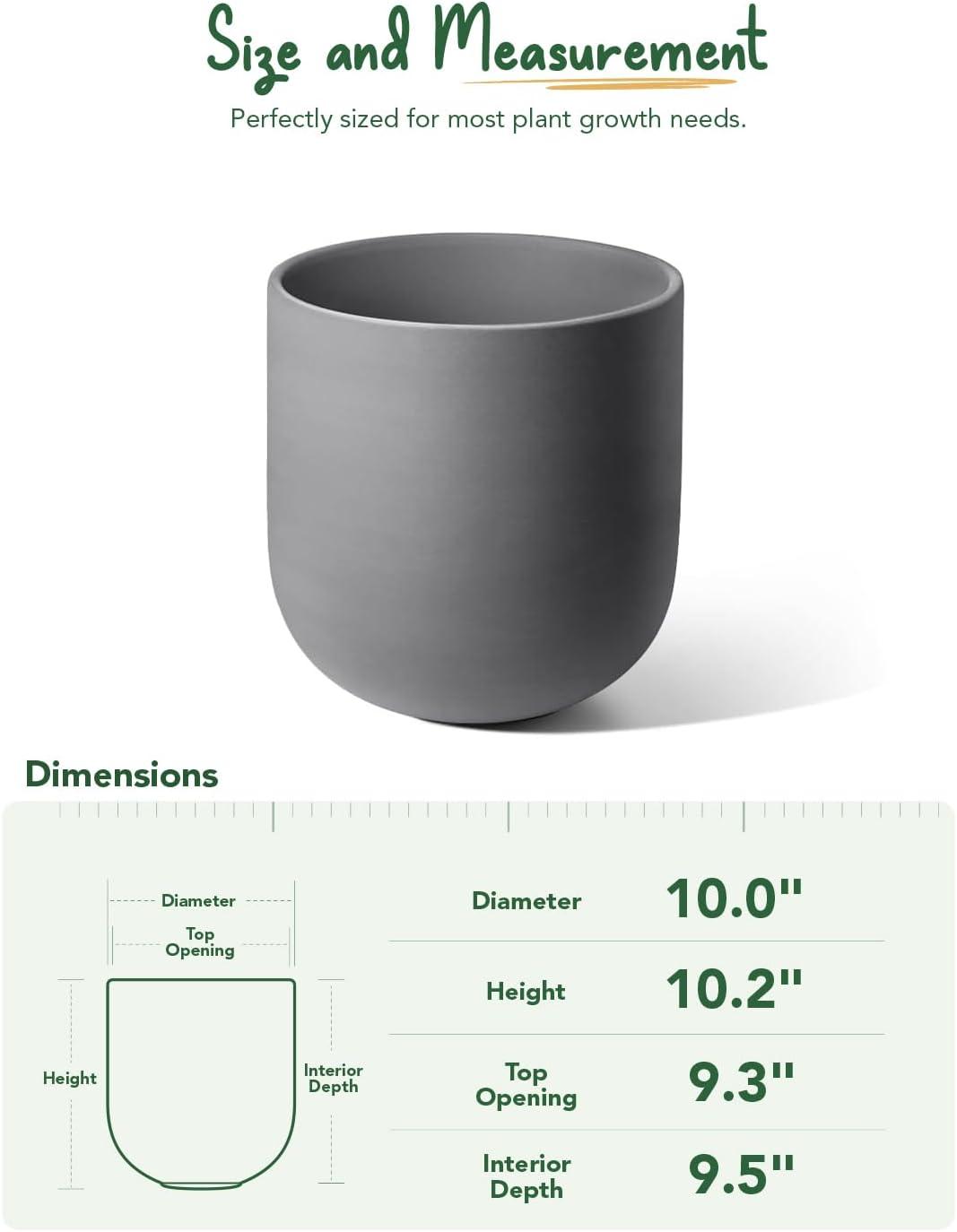 imageLE TAUCI 8 Inch Plant Pot Ceramic Pot with Drainage Hole ampamp Rubber Plug Indoor Planter for Herbs ampamp Small Houseplants Cylinder Planter for Home Office WhiteCharcoal Gray