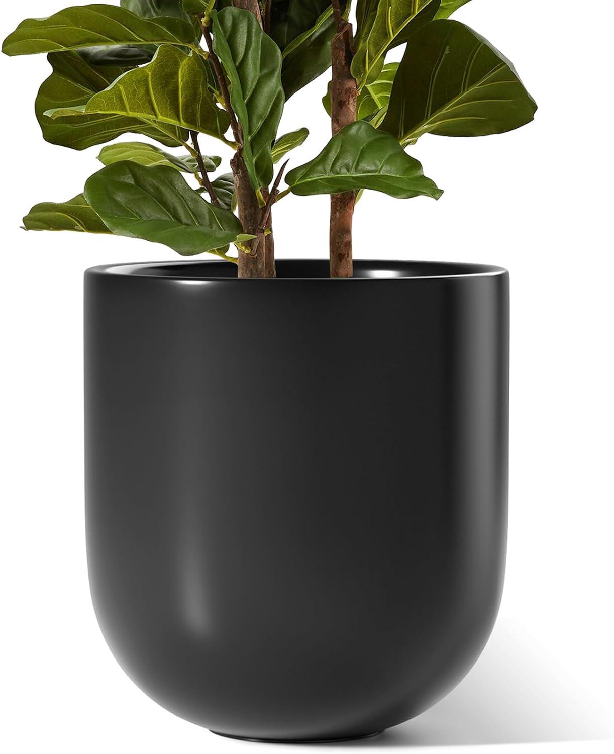 imageLE TAUCI 8 Inch Plant Pot Ceramic Pot with Drainage Hole ampamp Rubber Plug Indoor Planter for Herbs ampamp Small Houseplants Cylinder Planter for Home Office WhiteBlack