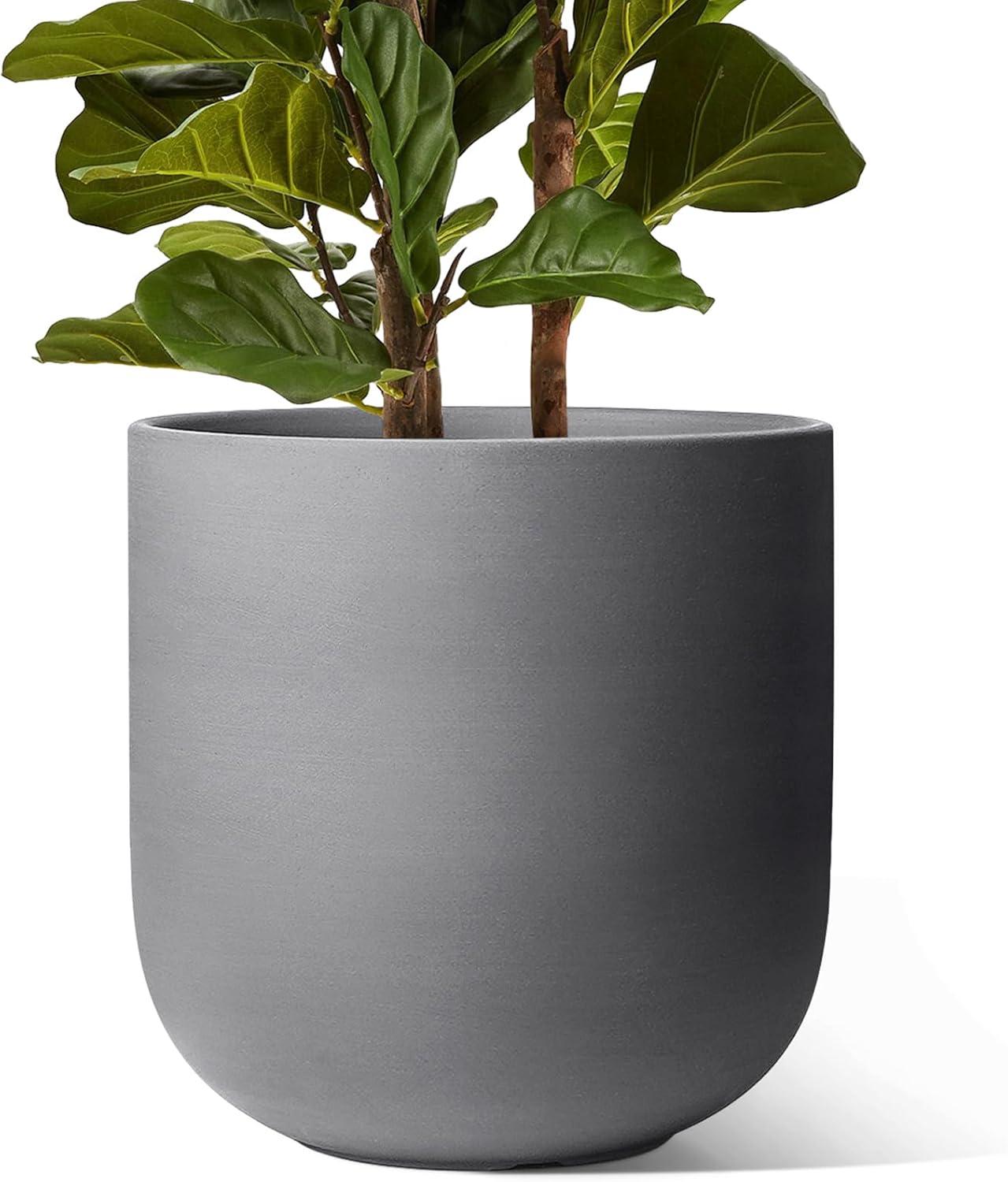 imageLE TAUCI 8 Inch Plant Pot Ceramic Pot with Drainage Hole ampamp Rubber Plug Indoor Planter for Herbs ampamp Small Houseplants Cylinder Planter for Home Office WhiteCharcoal Gray