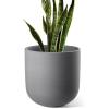 imageLE TAUCI 8 Inch Plant Pot Ceramic Pot with Drainage Hole ampamp Rubber Plug Indoor Planter for Herbs ampamp Small Houseplants Cylinder Planter for Home Office WhiteCharcoal Gray