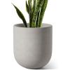 imageLE TAUCI 8 Inch Plant Pot Ceramic Pot with Drainage Hole ampamp Rubber Plug Indoor Planter for Herbs ampamp Small Houseplants Cylinder Planter for Home Office WhiteNeutral Gray