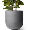 imageLE TAUCI 8 Inch Plant Pot Ceramic Pot with Drainage Hole ampamp Rubber Plug Indoor Planter for Herbs ampamp Small Houseplants Cylinder Planter for Home Office WhiteCharcoal Gray