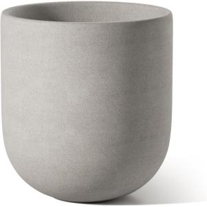 imageLE TAUCI 8 Inch Plant Pot Ceramic Pot with Drainage Hole ampamp Rubber Plug Indoor Planter for Herbs ampamp Small Houseplants Cylinder Planter for Home Office WhiteNeutral Gray