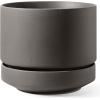 imageLE TAUCI 14 Inch Large Plant Pot with Saucer Ceramic Outdoor ampamp Indoor Big Planter with Drainage Hole Mesh Pad ampamp Plug Included Unglazed Porous Modern for Home and Patio Charcoal GrayCharcoal Gray