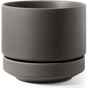 imageLE TAUCI 14 Inch Large Plant Pot with Saucer Ceramic Outdoor ampamp Indoor Big Planter with Drainage Hole Mesh Pad ampamp Plug Included Unglazed Porous Modern for Home and Patio Charcoal GrayCharcoal Gray
