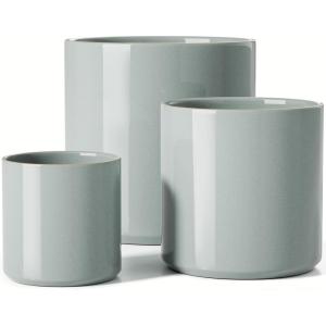 imageLE TAUCI Ceramic Pots for Plants 1086 Inch Indoor Plant Pots Modern Planters for Indoor Plants Home Office Cylinder Planters with Drainage Hole and Plug Set of 3 BlackReactive Glaze Blue Gray