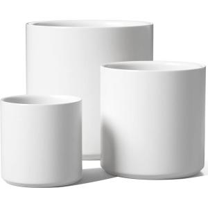 imageLE TAUCI Ceramic Pots for Plants 1086 Inch Indoor Plant Pots Modern Planters for Indoor Plants Home Office Cylinder Planters with Drainage Hole and Plug Set of 3 BlackWhite