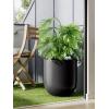 image:imageLE TAUCI 8 Inch Plant Pot Ceramic Pot with Drainage Hole amp Rubber Plug Indoor Planter for Herbs amp Small Houseplants Cylinder Planter for Home Office Neutral GrayBlack