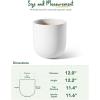 image:imageLE TAUCI 8 Inch Plant Pot Ceramic Pot with Drainage Hole amp Rubber Plug Indoor Planter for Herbs amp Small Houseplants Cylinder Planter for Home Office Neutral GrayWhite