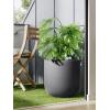 image:imageLE TAUCI 8 Inch Plant Pot Ceramic Pot with Drainage Hole amp Rubber Plug Indoor Planter for Herbs amp Small Houseplants Cylinder Planter for Home Office Neutral GrayCharcoal Gray